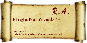 Ringhofer Aladár névjegykártya